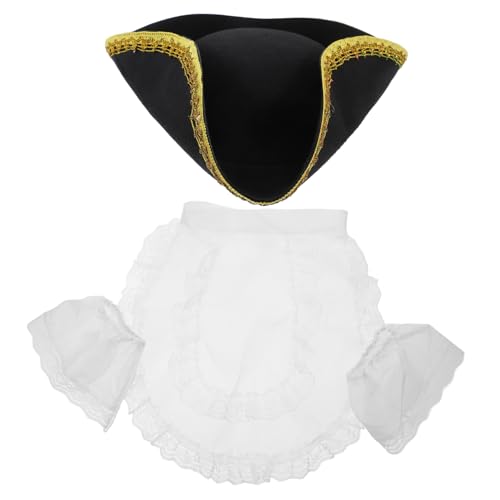 SOLUSTRE Lace Bib und Ärmelüberzug mit Piratenhut Dreispitziger Karnevalshut für Herren Einzigartiges Cosplay Party Accessoire Langlebig für Halloween Weihnachten und Geburtstagsfeiern SOLUSTRE Lace Bib und Ärmelüberzug mit Piratenhut Dreispitziger Karnevalshut für Herren Einzigartiges Cosplay Party Accessoire Langlebig für Halloween Weihnachten und Geburtstagsfeiern von SOLUSTRE