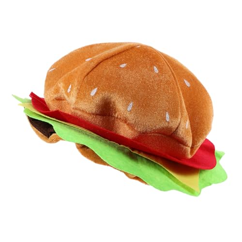 SOLUSTRE Lustiger Burger Party Hut Leichter Stylischer Cosplay Kostüm Partyhut Bequeme Kopfbedeckung für Festival Outdoor und Bühnenauftritte Auffälliges Hamburger Design von SOLUSTRE