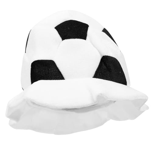 SOLUSTRE Lustiger Fußballhut aus Plüsch Unisex Kopfbedeckung für Sportpartys Fußball Kostümhut mit Fußballmuster Origineller Partyhut für Erwachsene und Kinder von SOLUSTRE