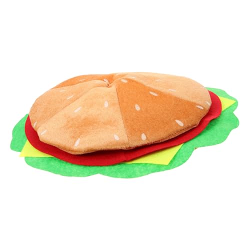 SOLUSTRE Lustiger Hamburger Partyhut aus Bequem und Hautfreundlich für Halloween Karneval Cosplay und Farbenfroh Strapazierfähig Unisex Kopfbedeckung für Erwachsene von SOLUSTRE
