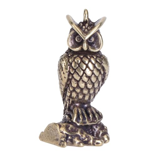SOLUSTRE Messing Eule Figur Home Decor Schlüsselanhänger Tee Haustier Schmuck von SOLUSTRE