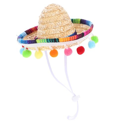 SOLUSTRE Mexikanischer Sombrero Partyhut Klein aus Sicherem Material mit Verstellbarem Kinnriemen Bunter Strohhut für Karneval Fiesta Kostüm und Südamerikanische Dekoration von SOLUSTRE