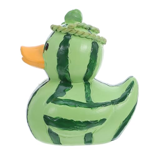 SOLUSTRE Miniatur Wassermelonen-Ente Resin Skulptur Farbenfrohe Sommer-Dekoration Lustige Obst-Themen Figur Stabile Farben als Party-Ornamente und Tischdekoration von SOLUSTRE