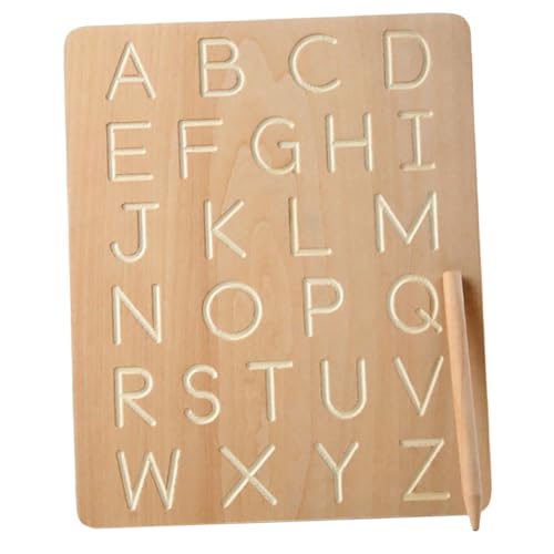 SOLUSTRE Montessori Holz Schreibtafel Alphabet Zahlen Nachzeichnen Pädagogisches Übungsbrett Doppelseitig Feinmotorik Vorschul Lernspielzeug von SOLUSTRE