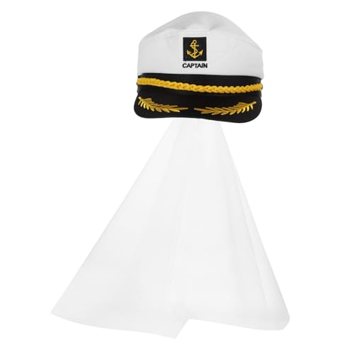 SOLUSTRE Neuhochzeit Kapitänsmütze mit Schleier Damen Matrosen Kostümaccessoire für Segelparty Yacht Party Junggesellinnenabschied Verstellbar Langlebig und Bequem SOLUSTRE Neuhochzeit Kapitänsmütze mit Schleier Damen Matrosen Kostümaccessoire für Segelparty Yacht Party Junggesellinnenabschied Verstellbar Langlebig und Bequem von SOLUSTRE