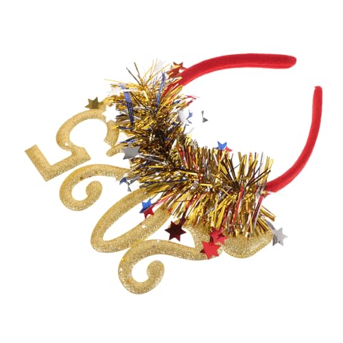 SOLUSTRE Neujahrs Stirnband Gold Glitzer Kopfband Flexibel Komfortabel für Erwachsene Silvester Party Fotorequisite Festlicher Kopfschmuck von SOLUSTRE