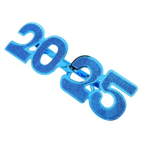 SOLUSTRE Neujahrsbrille Blau Glänzend Partybrille Leicht Robust Foto Requisiten Lustige Eyewear Für Silvester Feier Zubehör von SOLUSTRE