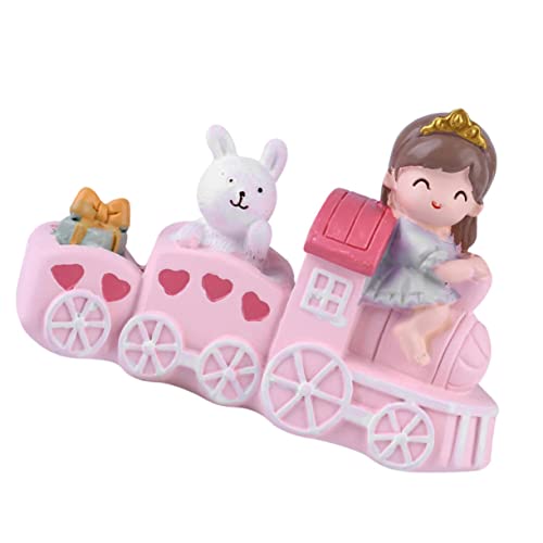 SOLUSTRE Niedliche Kuchen Deko Zugspielzeug für Mädchen Rosa Prinzessin Zug Figur Umweltfreundliche Geburtstagstorte Dekoration Desktop Ornament für Kinderparty und Backen von SOLUSTRE