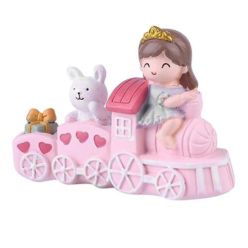 SOLUSTRE Niedliche Pinke Zugfigur Tortendeko Mädchen Tortenaufleger Umweltfreundlich Sicher für Kinderzimmer Tischdekoration Kuchenverzierung Party Dessert Ornament von SOLUSTRE