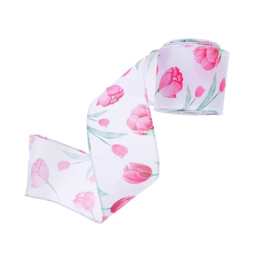SOLUSTRE Partyband Drahtkante Geschenkband Stoffband für Geschenkverpackung Blumenkranz Zubehör frühlingsdeko Frühlingsblumenwackel Blumenband für Blumensträuße Polyester Weiß von SOLUSTRE