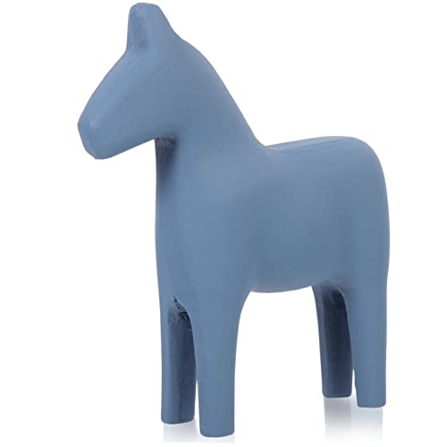 SOLUSTRE Pferdeverzierung aus Holz holzspielzeug bürodeko genschenkideen Dekorative Holzfigur Ornament Mini bastelset Pferdestatus einfache Pferdedekoration Kiefernholz Blue von SOLUSTRE