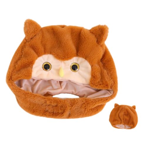 SOLUSTRE Plüsch Eulenhut Kuschelige Tierkopfbedeckung Warmes Cosplay Kostümzubehör Für Erwachsene und Jugendliche als Foto Requisite und Partyaccessoire von SOLUSTRE