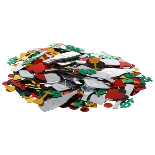 SOLUSTRE Poker Konfetti Buntes Vegas Party Deko Tischstreuung mit Spielkarten Cocktailglas Motiven Robustes Kunststoff Konfetti für Festival und Themenparty von SOLUSTRE