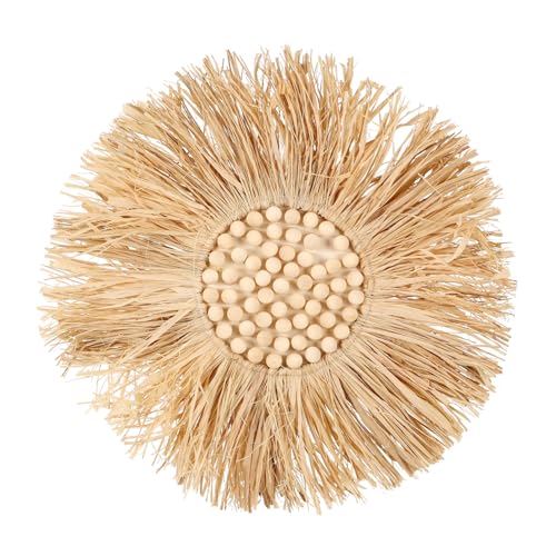 SOLUSTRE Raffia Wanddekoration mit Holzperlen Nordic Style Hängende Wanddeko für Wohnzimmer Schlafzimmer Kreative Bastverzierung für Stilvolle Hausdekoration SOLUSTRE Raffia Wanddekoration mit Holzperlen Nordic Style Hängende Wanddeko für Wohnzimmer Schlafzimmer Kreative Bastverzierung für Stilvolle Hausdekoration von SOLUSTRE