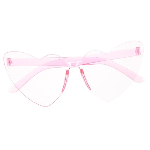 SOLUSTRE Randlose Herz Sonnenbrille aus PC Material für Damen Transparente Farbenfrohe Partybrille Einzigartiges Design für Festivals und Besondere Anlässe von SOLUSTRE