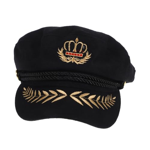 SOLUSTRE Retro Kapitänsmütze mit Gesticktem Weizenmotiv Klassische Matrosen Kappe für Damen und Herren Stilvolle Segler Mütze für Karneval Cosplay und Partys von SOLUSTRE