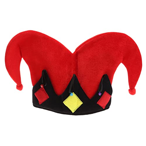 SOLUSTRE Roter Zweizackiger Clownhut Cosplay Bühnenhut Leichter Atmungsaktiver Partyhut für Karneval Tanz Aufführung und Kostümfest von SOLUSTRE