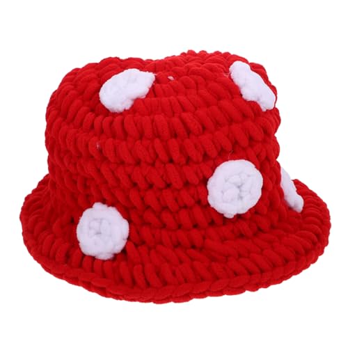 SOLUSTRE Rotes Pilz Strickmütze Partyhut für Erwachsene Gestrickt Lustiges Kostüm Accessoire für Bühne Fotografie und Besondere Anlässe von SOLUSTRE