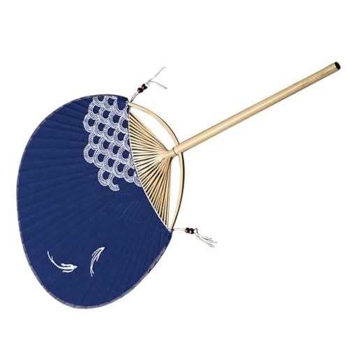 SOLUSTRE Runder Japanischer Holz handfächer mit Besticktem Muster Leichter Langlebiger Tanz Deko fächer für Heimdekoration und Asiatische Geschenkideen von SOLUSTRE