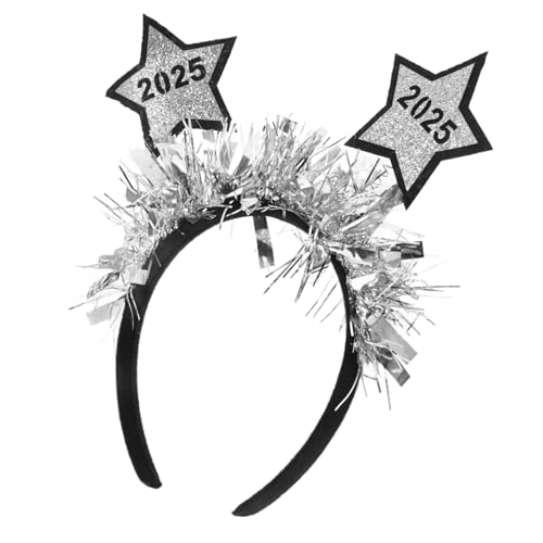SOLUSTRE Silbersterne Neujahr Stirnband Leichtes Strapazierfähiges Haarband Für Silvesterparty und Karneval Multifunktional Als Haarreif Oder Haarklammer Komfortabler Kopfschmuck Für Damen von SOLUSTRE