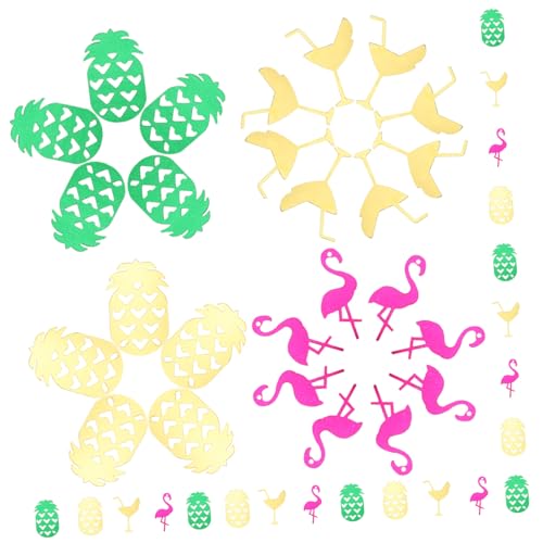 SOLUSTRE Sommer Hawaiian Party Tischkonfetti Buntes Glitzer Streudeko für Hochzeit Geburtstag Tischdekoration mit Ananas Wein Gläsern Flamingos Festliche Centerpieces Deko von SOLUSTRE