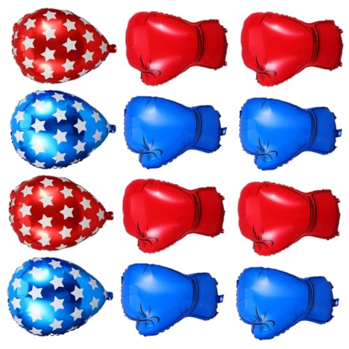 SOLUSTRE Teiliges Boxhandschuh Folienballons aus Robustem PVC Aufblasbare Boxhandschuhe und Sandsack-ballons in Rot und Blau Vielseitige Wrestling Geburtstags-dekoration für Innen von SOLUSTRE