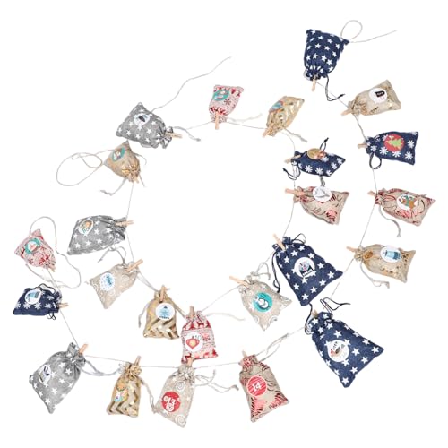 SOLUSTRE Teiliges Weihnachts Countdown Robuste Nummerierte Jutebeutel mit Zugband Wiederverwendbare Kleine Geschenktüten für Adventskalender Partygeschenke und Festliche Dekorationen von SOLUSTRE