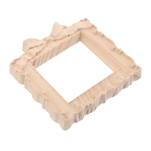 SOLUSTRE Vintage Mini Holz-bilderrahmen mit Handgeschnitzter Schleife Naturbelassener Fotohalter für Tischdekoration Robustes Leeres Holzrahmen Scrapbooking und Hochzeitsschmuck von SOLUSTRE