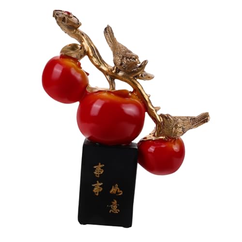 SOLUSTRE Vogel-Kaki-Ornament Dekorationen ethnischer Wohndekor-Vogel modern Chinesische Kunsthandwerk Persimmon Dekoration Chinesisches Handwerk Gastgeschenke für Einweihungspartys Harz von SOLUSTRE