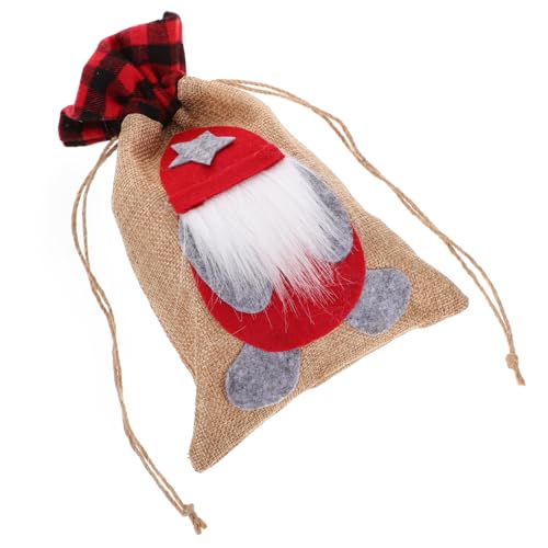 SOLUSTRE Weihnachtlicher Kordelzug Geschenktüten Wiederverwendbare Süßigkeitentüten Mit Wichtelmuster Für Weihnachtsgeschenke Und Feiern Teilig Langlebig Und Auffällig von SOLUSTRE