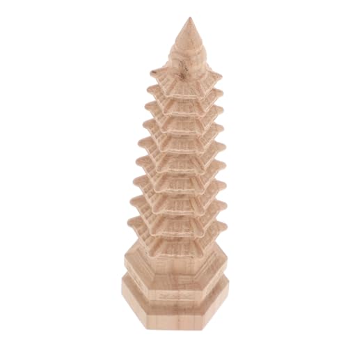 SOLUSTRE Wenchang Tower Holzfigur Miniatur Neunstöckige Holzskulptur Feng Shui Dekoration für Büro Home Schreibtisch Gartendeko Geschenk für Akademischen und Wohlstand von SOLUSTRE