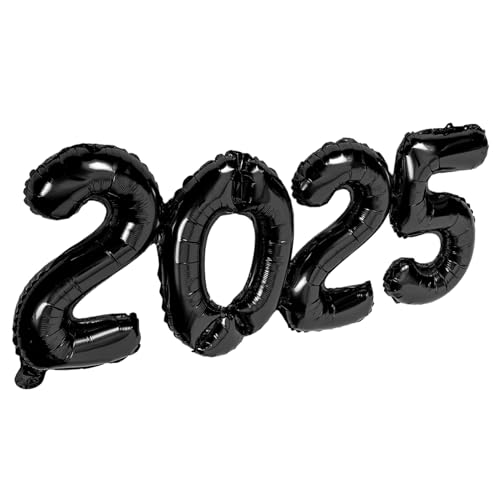 SOLUSTRE Zahlen Folienballons aus Aluminiumfolie für Abschlussfeier und Neujahrsfest Schwarze Party Dekoration für Wand und Tisch Langlebige Geburtstags und Festtagsballons von SOLUSTRE