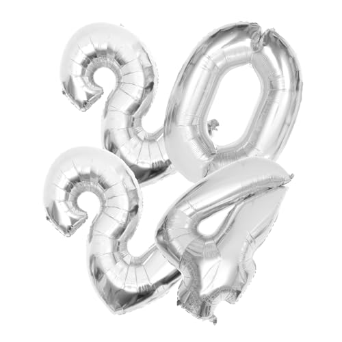 SOLUSTRE Zahlenballons Aluminiumfolie Schlank Silberne Party Dekoration Langlebige Neujahrs und Geburtstagsdeko Wetterfest für Innen und Außenbereich Festliche Party Accessoires von SOLUSTRE