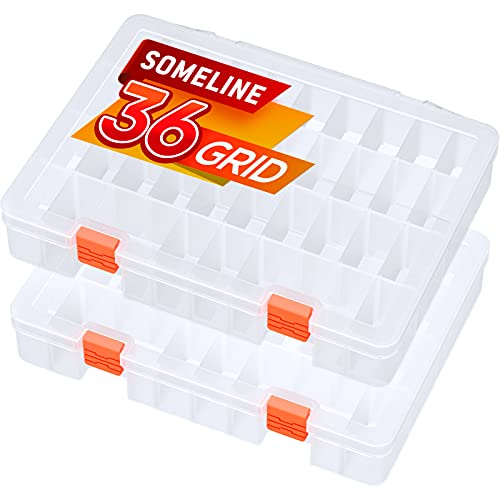 SOMELINE Schmuckkästchen Sortierbox Sortierboxen für kleinteile Schmuckaufbewahrung mit 36 Fächern Jewelry box zur Schmuckkästchen für Ringe,Ohrringe,Halskette,Geschenk Transparent 2 Stück von SOMELINE