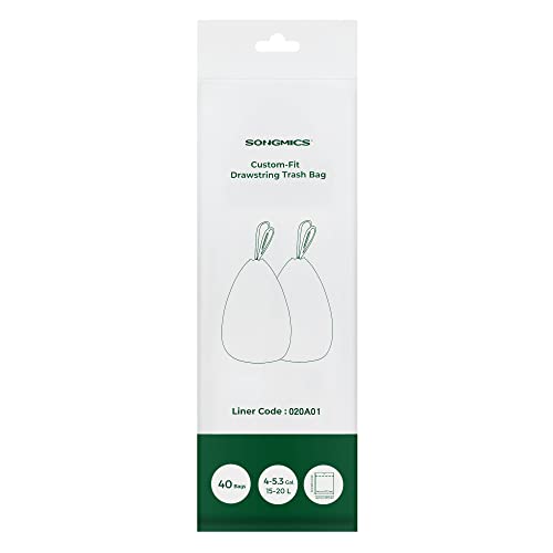 SONGMICS Müllbeutel mit Zugband, Müllsäcke für 15-20 Liter Mülleimer, Mülltüten für Küchenmülleimer, Code 020A01, 1 Rolle, 40 Stück, weiß KRB020A01 SONGMICS Müllbeutel mit Zugband, Müllsäcke für 15-20 Liter Mülleimer, Mülltüten für Küchenmülleimer, Code 020A01, 1 Rolle, 40 Stück, weiß KRB020A01 von SONGMICS