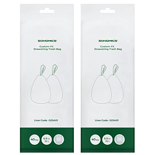 SONGMICS Müllbeutel mit Zugband, Müllsäcke für 25 Liter Mülleimer, Mülltüten für Küchenmülleimer, Code 025A01, 2 Rollen, insgesamt 80 Stück, weiß KRB025A02 SONGMICS Müllbeutel mit Zugband, Müllsäcke für 25 Liter Mülleimer, Mülltüten für Küchenmülleimer, Code 025A01, 2 Rollen, insgesamt 80 Stück, weiß KRB025A02 von SONGMICS