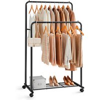 SONGMICS Rollgarderobe schwarz Metall 92,5 x 142,0/158,0 cm von SONGMICS