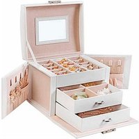 SONGMICS Schmuckkästchen weiß, beige 17,5 x 13,5 x 12,0 cm, 1 St. von SONGMICS