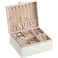 SONGMICS Schmuckkästchen weiß, beige 24,0 x 20,5 x 11,0 cm, 1 St. von SONGMICS