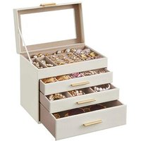 SONGMICS Schmuckkästchen weiß, gold 25,1 x 15,3 x 21,5 cm, 1 St. von SONGMICS