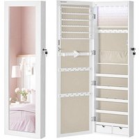 SONGMICS Schmuckschrank weiß 3 Fachböden mit Beleuchtung von SONGMICS