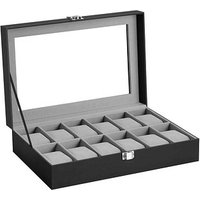 SONGMICS Uhrenbox schwarz, grau 30,2 x 20,2 x 7,8 cm, 1 St. von SONGMICS