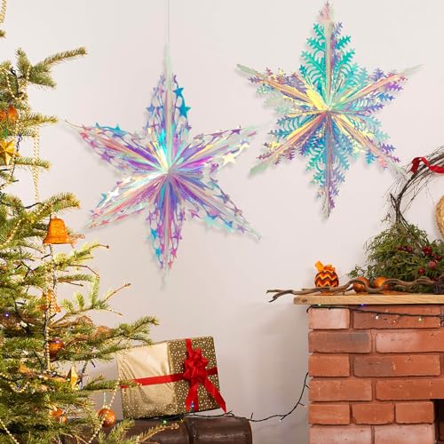 SONGTIY 2 Stück schillernde Wabenschneeflocken, dekorative hängende Ornamente, glänzende schillernde Folie, Deckengirlanden, für Weihnachten, Geburtstag, Hochzeit, Frozen-Mottoparty, Fee, Prinzessin, SONGTIY 2 Stück schillernde Wabenschneeflocken, dekorative hängende Ornamente, glänzende schillernde Folie, Deckengirlanden, für Weihnachten, Geburtstag, Hochzeit, Frozen-Mottoparty, Fee, Prinzessin, von SONGTIY