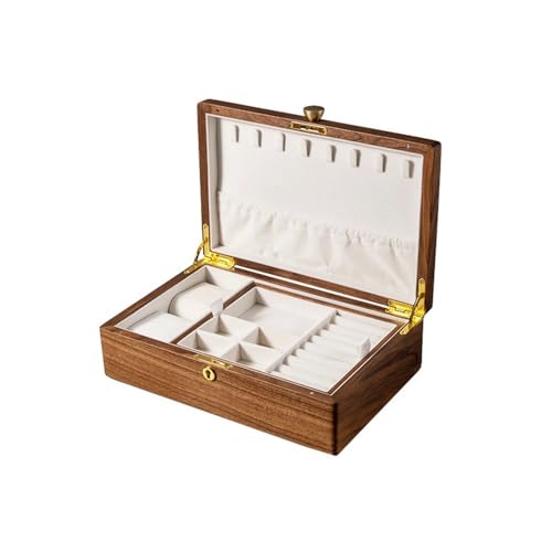 SONGYL-20249 Schmuckschatulle aus Massivholz, doppellagig, großes Fassungsvermögen, geeignet for Schlafzimmer, Kommodenaufbewahrung, Schmuck, Urlaubsgeschenkbox Reise Uhrenbox(Groß) von SONGYL-20249