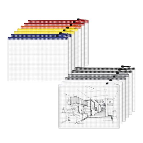 Dokumententasche A3-14 Stück Transparente Dokumentenmappe mit Reißverschluss, Mesh-Kunststoffbeutel für Dateien, Papiere, Dokumente, Kosmetika, Spielzeug-Bauteile, Hausaufgaben und Reisen Dokumententasche A3-14 Stück Transparente Dokumentenmappe mit Reißverschluss, Mesh-Kunststoffbeutel für Dateien, Papiere, Dokumente, Kosmetika, Spielzeug-Bauteile, Hausaufgaben und Reisen von SONNHELL