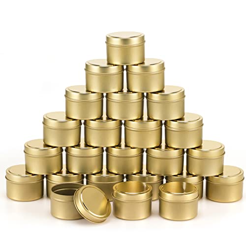 24 Stück goldene Kerzendosen, 142 ml (Fülllinie, 113 g), Kerzendose, Kerzengläser zur Herstellung von Kerzen, Großkerzenbehälter für Kerzenherstellung, Vorratsgläser, DIY-Kerzenherstellung (Gold) ) von SONVIIBOX