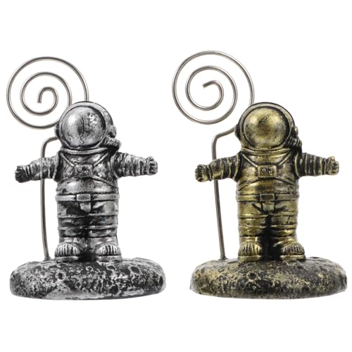 SOPOTUTU 1 Satz Dekorativen Astronauten Foto Clips Vintage Gold Silber Tischhalter für Notizen Karten Fotos und Botschaften für Hochzeiten Partys und Dekorationen von SOPOTUTU