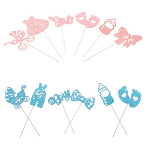 SOPOTUTU 1 Satz Geschlecht Offenbaren Requisiten Kucheneinsätze Geschlecht Enthüllen Fotoprops Babyparty Cupcake Topper Geschlecht Enthüllen Kuchen -topper Kuchendeckel Babyparty Papier von SOPOTUTU