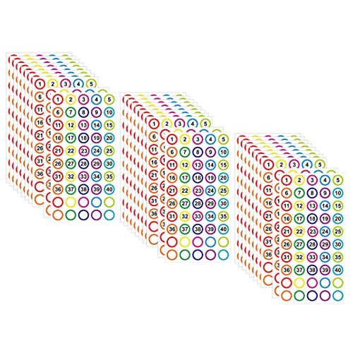 SOPOTUTU 10 Blatt Bunte Selbstklebende Rundnummern Aufkleber für Inventarmanagement Klassenzimmerorganisation und DIY Projekte von SOPOTUTU