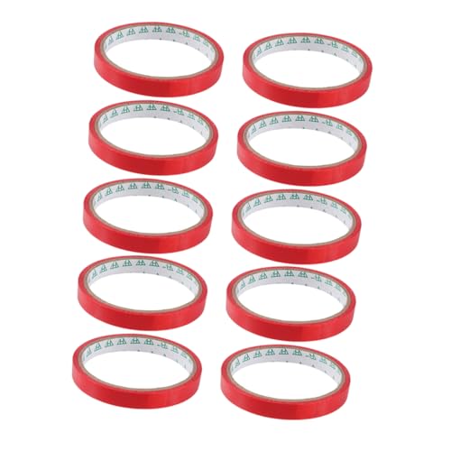SOPOTUTU 10 Rollen Dichtungsband Verschlussband Für Beutel Verpackungsbeutelbänder Zum Binden Klebeband Für Verpackungsbeutel Marktbindeband Verschleißfestes Bindeband Schutzband Rot Bopp von SOPOTUTU